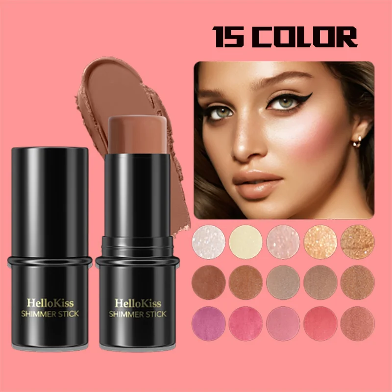 15 Color Waterproof Shimmer Face Bronzer Highlighters Glitter Corrector Contour Illuminator Stick Creamy Blush Makeup Cosmetics