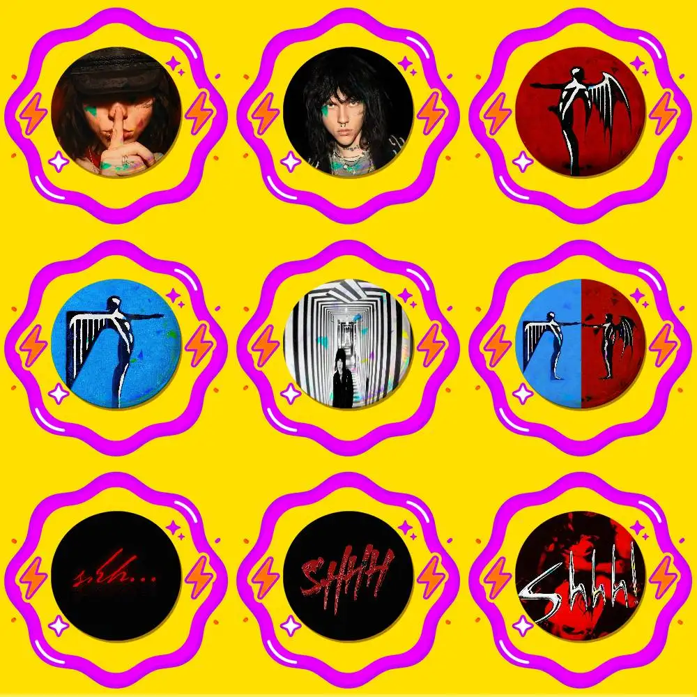 For Kai Angel Damage Shh... Enamel Pin Badge Round Metal Button Brooch Backpack Ita Bag Pins Gift Custom
