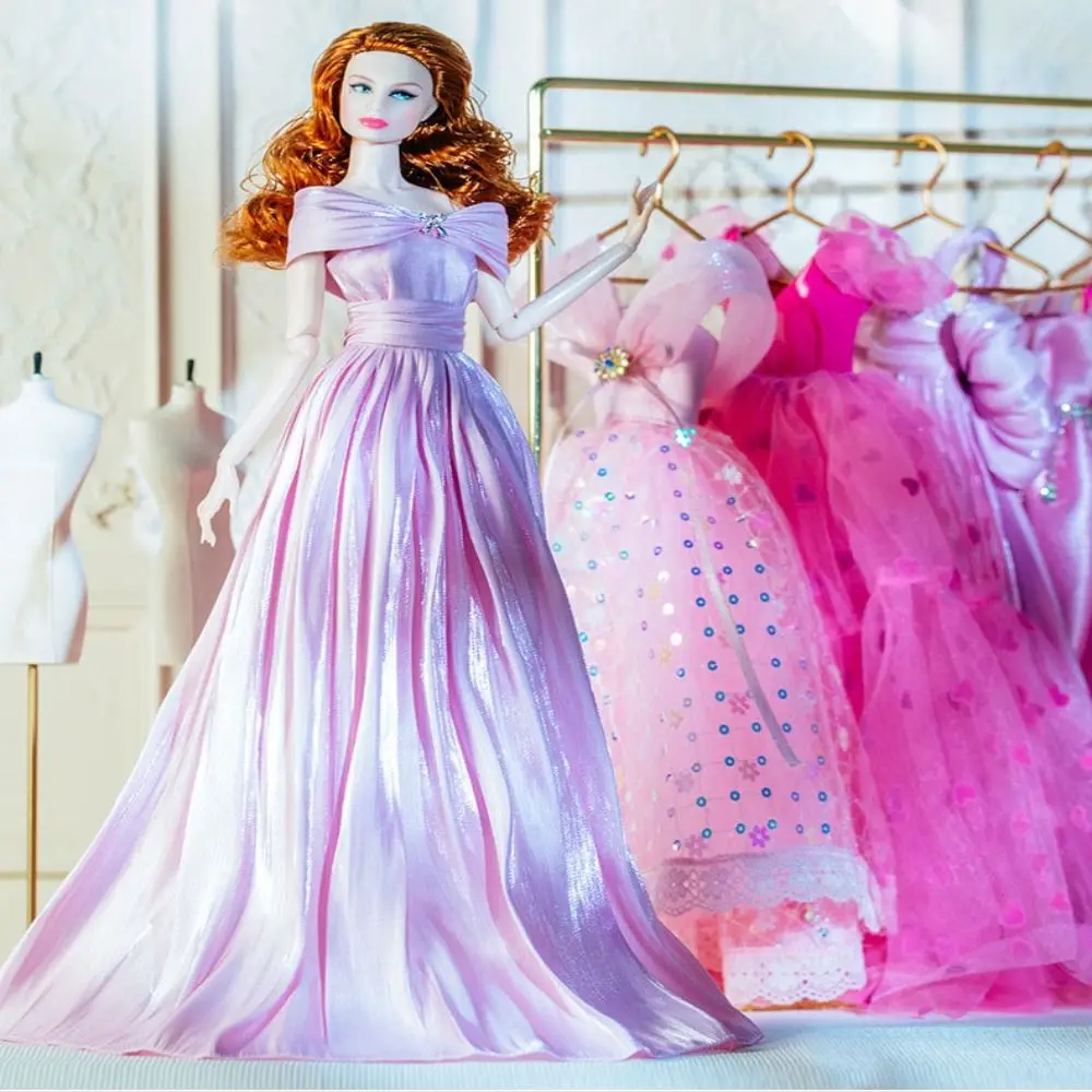 European Fashion Supermodel Doll Pink Dresses Luxury DIY Toys Lace Wedding Dresses Collector Gift Diamond Lace Clothes