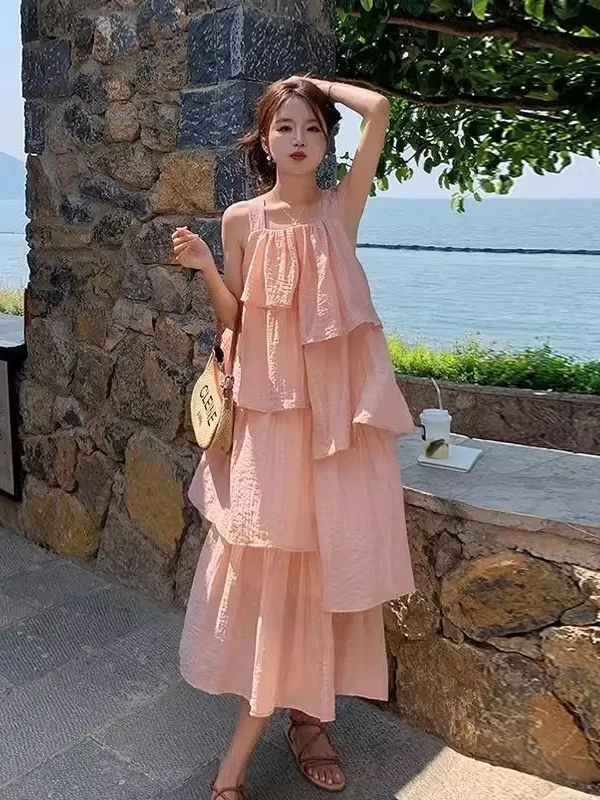 เดรสทรงเอพลีทเอวสูงสำหรับผู้หญิงไซส์ใหญ่ 300 ปอนด์ สไตล์หวานๆ เหมาะสำหรับใส่ไปทำงานหรือวันหยุดฤดูร้อน ความยาวปานกลาง