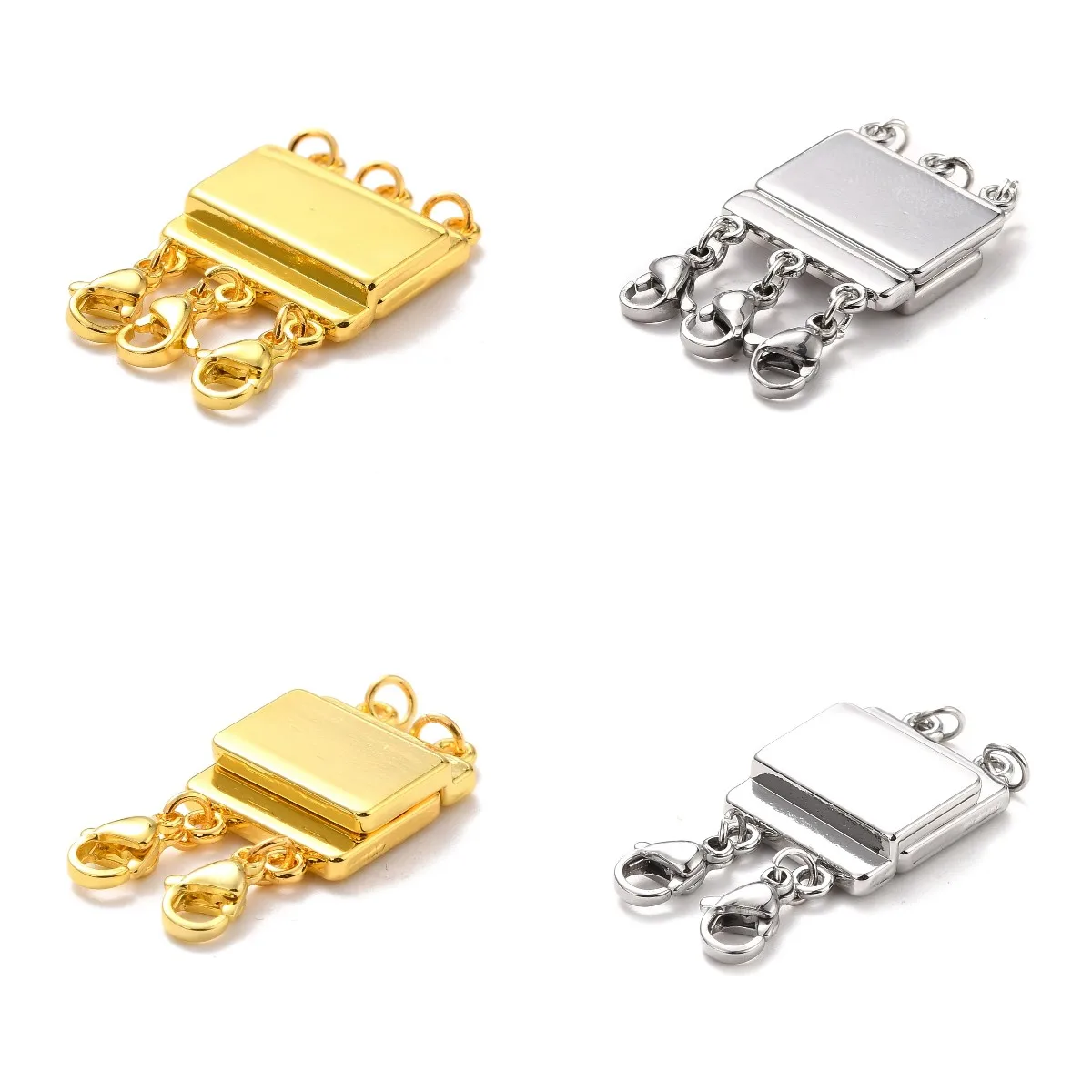 

Zinc Alloy Box Magnetic Clasps 2-Hole 3-Hole Metal Multi-Strand Clasp Rectangle Bracelet Necklace DIY Jewelry Making Accessories