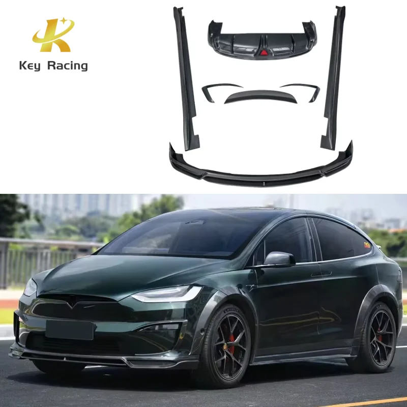 Model X CMST Style Body Kit Carbon Fiber Front Bumper Lip Splitter Rear Diffuser Side Skirt Rear Spoiler For Tesla Model X