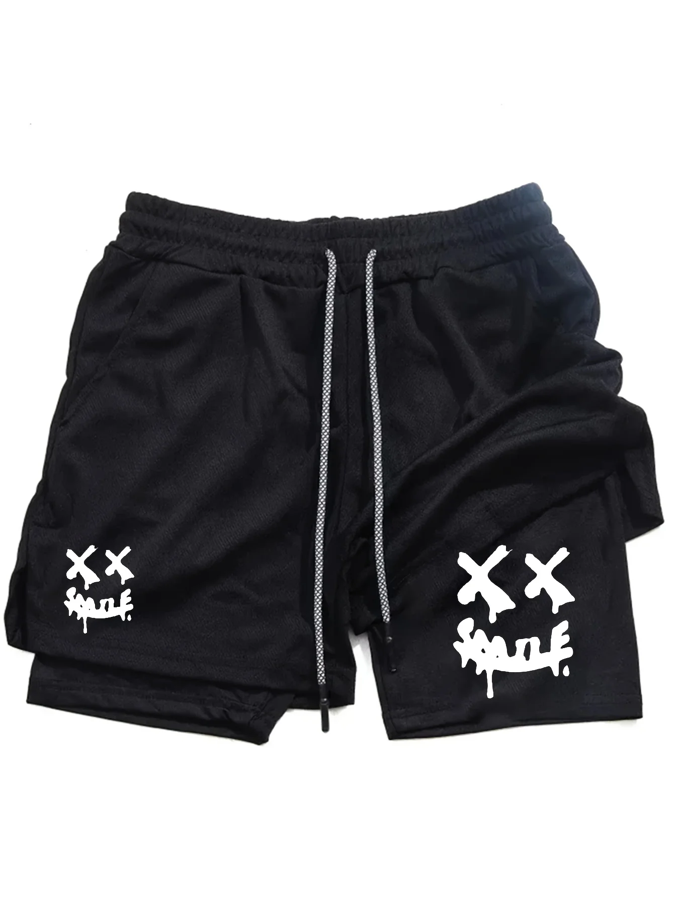 Summer 2-in-1 Workout Running Quick-drying Sweatpants Sports Fitness Shorts Men's Pockets with Mobile Phones Basketball Pants