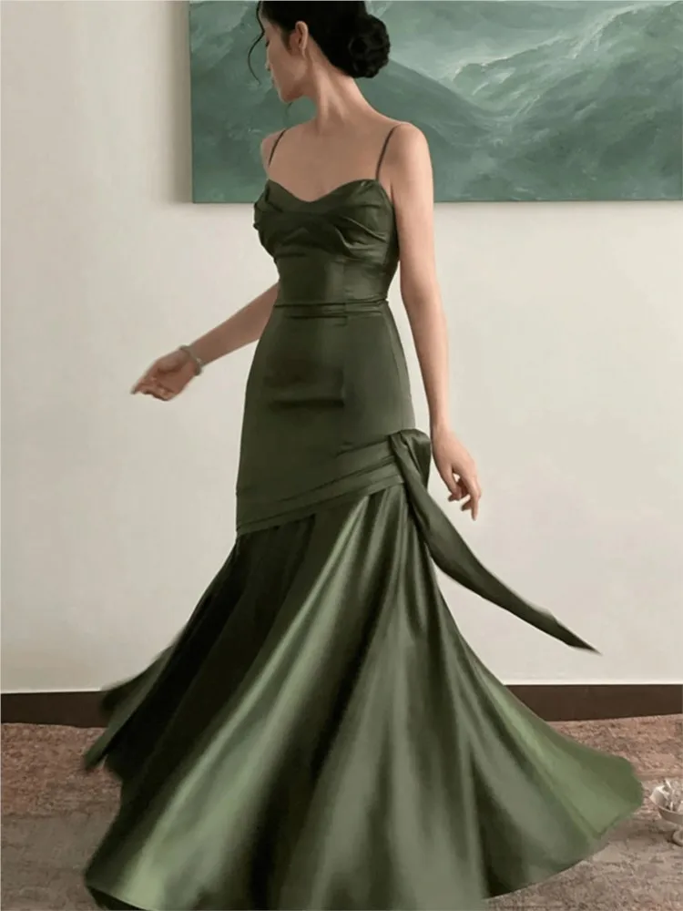 فساتين سهرة نسائية أنيقة باللون الأحمر ماكسي عتيقة على شكل حرف A أنيقة ضيقة لحفلات أعياد الميلاد وحفلات الزفاف وحفلات الزفاف للصيف