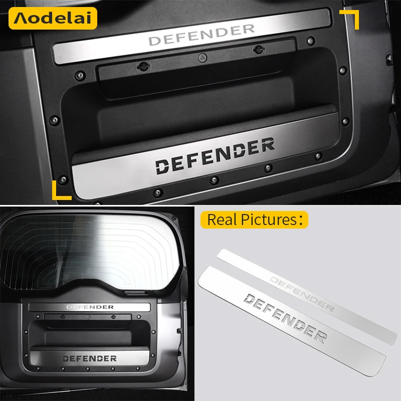 

For Land Rover Defender trunk inner door panel trim strip Tailgate stainless steel bright strip 20-25 90 110 130 car accessories