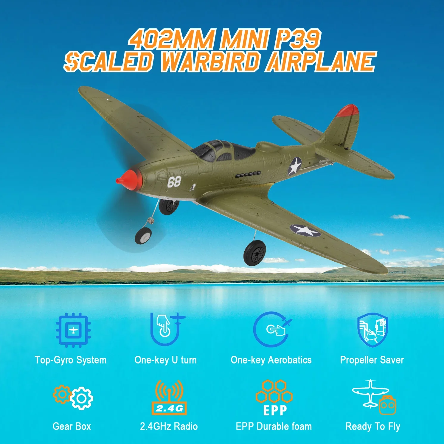 

FW190 P39 P51 Mustang RC Fighter EPP Foam 402mm/450mm Wingspan One Key Aerobatic 2.4G 4CH Warbird Planes RC Toys Gifts