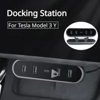 For Tesla Model 3 Y Docking Station Foldable Charger Hub Under Screen 4 USB Shunt Hub Adapter Splitter Extension Car Accessories