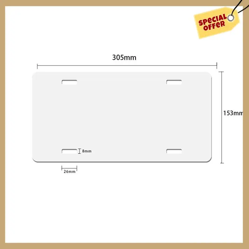 Rendimiento estable-14 piezas en blanco para matrículas de sublimación, espesor de etiqueta de matrículas de sublimación automotriz 0,65 mm Metal Wh