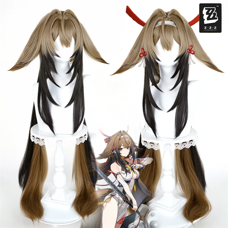 Peruka do cosplayu Zenless Zone Zero Ye Shunguang, długa, czarno-brązowa, odporna na wysokie temperatury, rekwizyt na Halloween dla kobiet i mężczyzn.