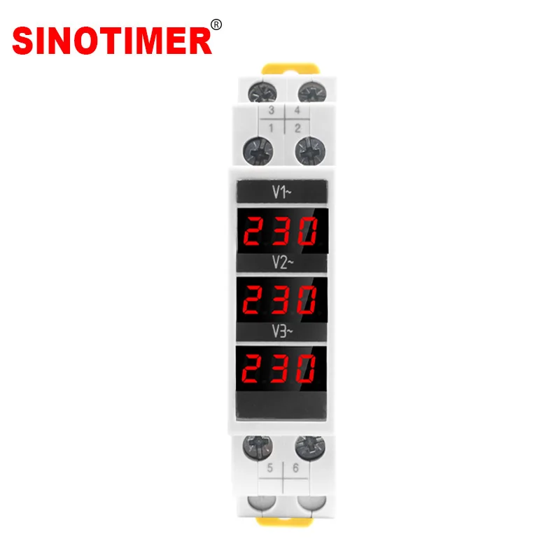 SDM010 Modularized Rail Type AC Three-phase Digital Voltmeter Electronic Electrical Instrument AC80-500V