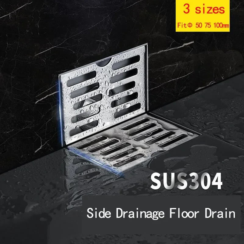 

L-shaped Side Drainage Floor Drain For Balcony Wall Corner Vertical Water Seepage Filter Fit Drain-pipe Diameter 50mm 75mm 110mm