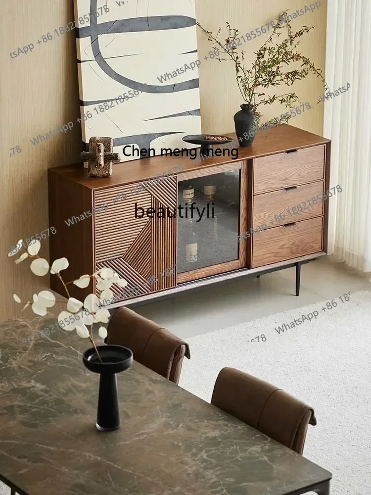 

D178 Sideboard Cabinet Solid Wood Wall Integrated Household Retro Affordable Luxury Tea Cabinet Living Room Storage Cabinet