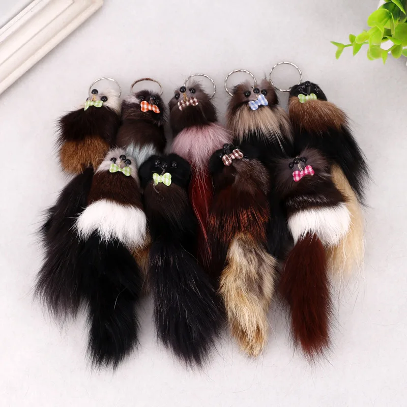 Plush Animal Keychain Cute Fluffy Long-Haired Hamster Keyholder Women Girl Bags Keyrings Cars Key Ring Gift Decoration Jewelry