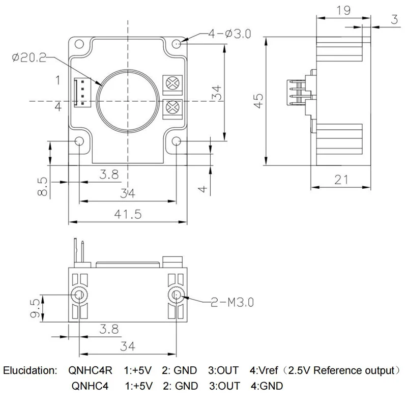 QNHC4 Vout 2.5V±2V Input DC 50A 75A 100A 200A 300A 400A current transformer hall effect current transducer hall current sensor