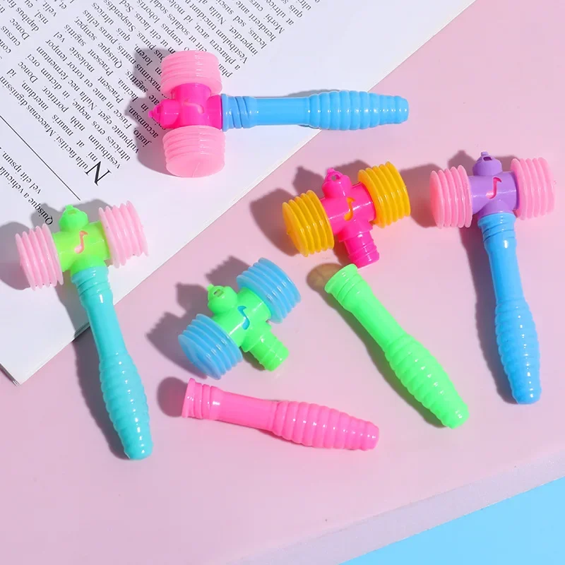 Random Color 10Pc Educational Toy Kids Knocking Hammer Toy Whistles Musical Instrument Hammer Shape Vocal Knocking Toy Kids Gift