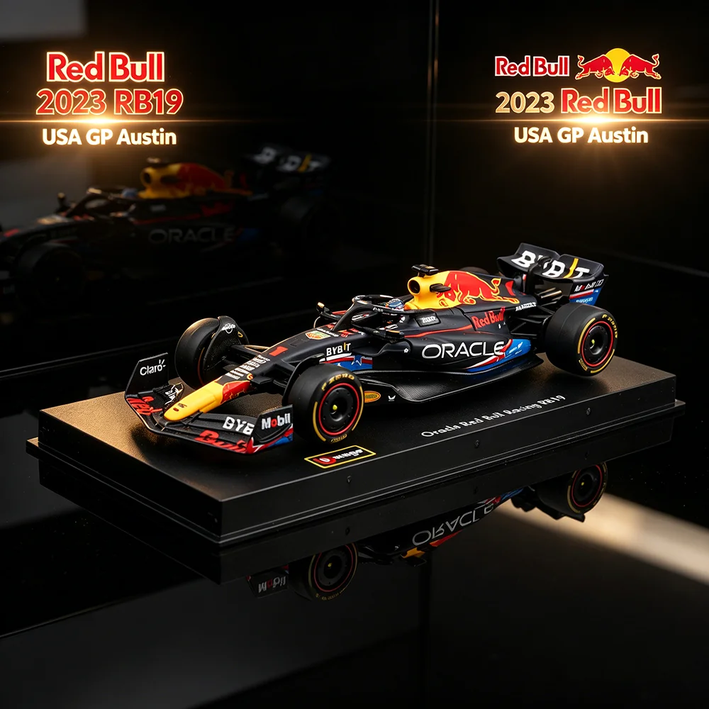 Bburago 1:43 F1 Red Bull 2023 RB19 # 1 Verstappen # Modelo de Auto de Aleación 11 Perez, Juguete Coleccionable, Versión Especial GP de Austin, EE. UU., Fundido a Presión
