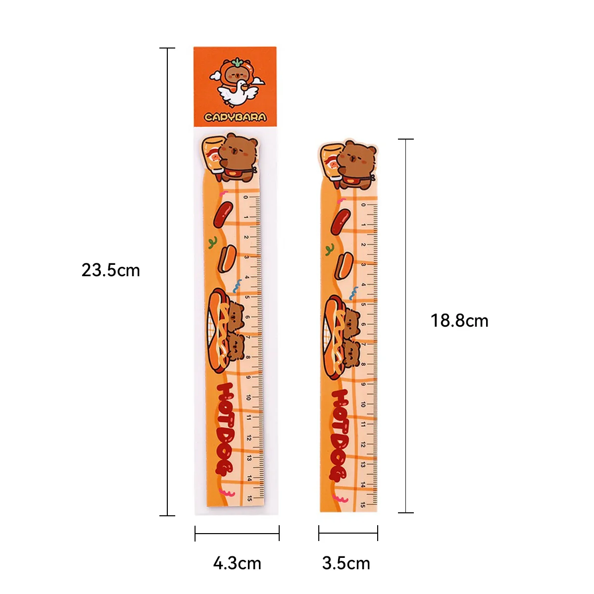 Kawaii Cartoon Capybara 15 Cm Magnetic Bookmark Ruler Cute Ruler Measurement Drawing Tool Children Student Gift Small Prize