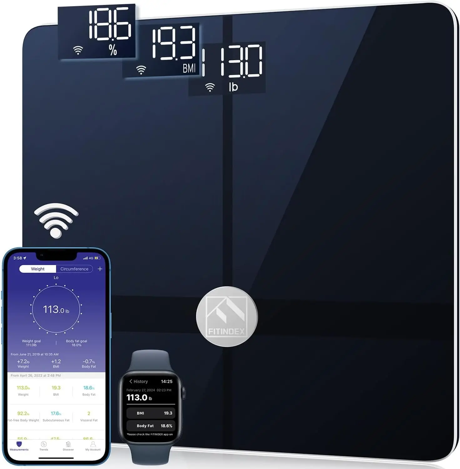 

Smart WiFi & Bluetooth Body Scale with BMI, Fat, Muscle Analysis for Health Monitoring