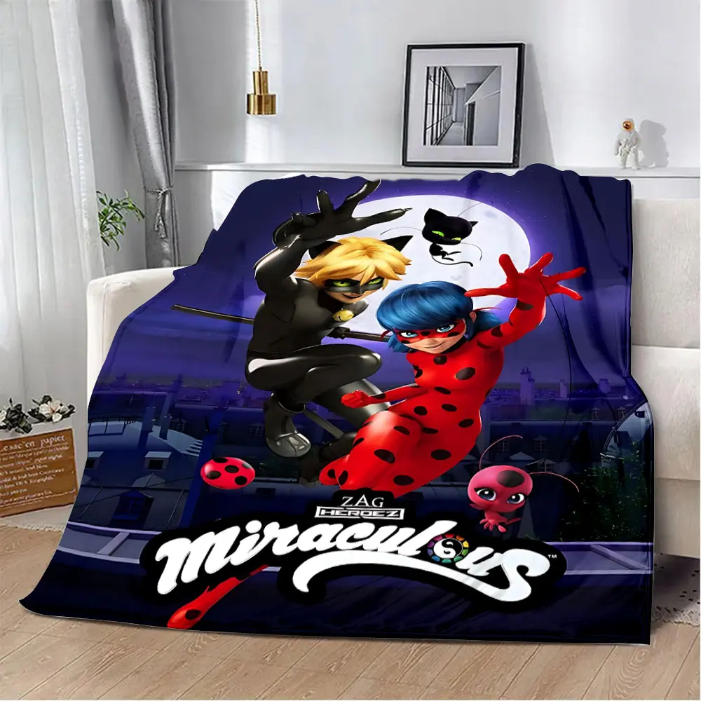 Superhero Girl Printed Blanket Picnic L-Ladybug Blankets Warm Blanket Soft and Comfortable Blanket Home Travel Birthday Gift