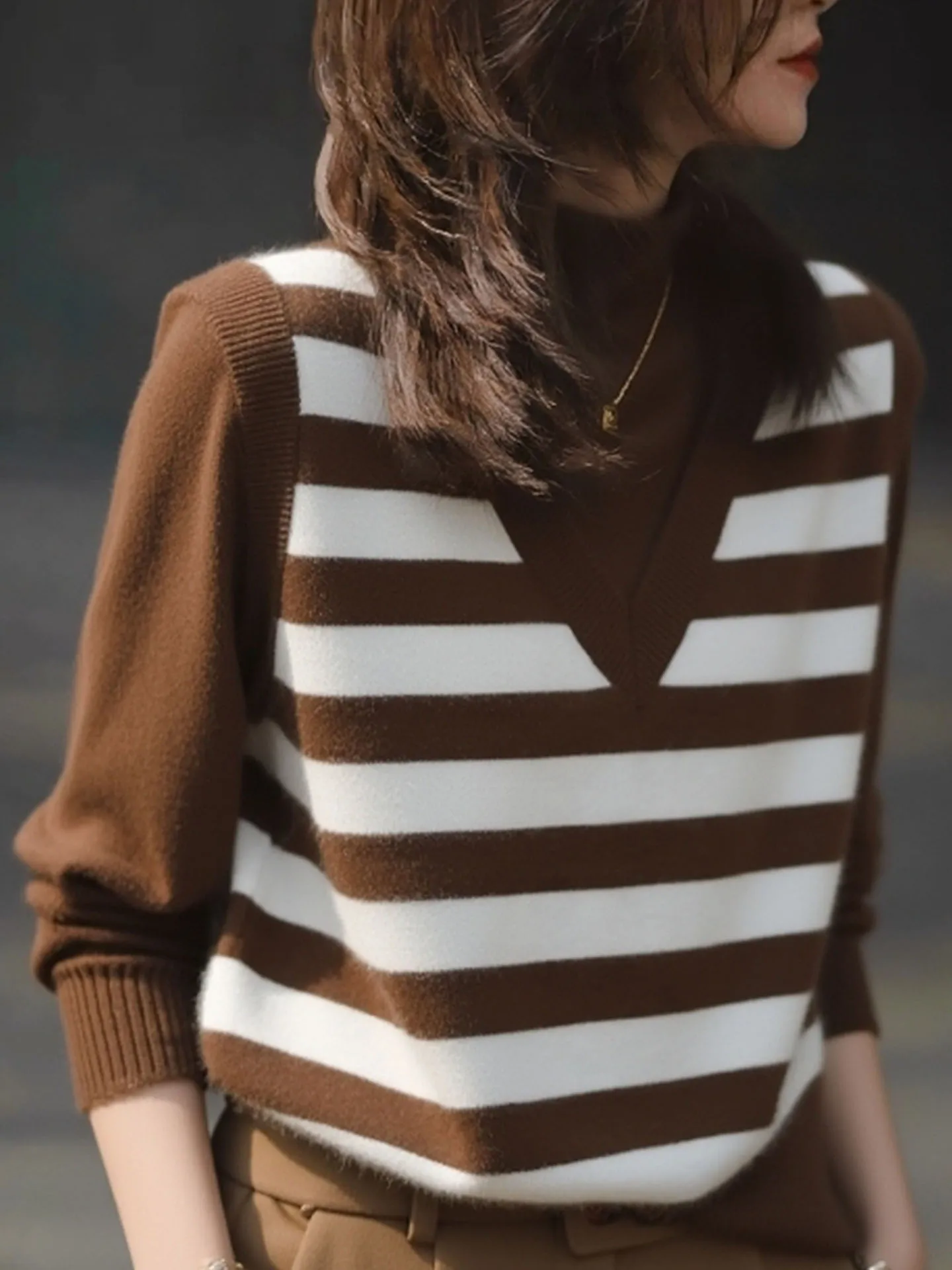 Ele مخطط اللون Blo Camere تريكو طويل Sve المرأة لينة مريحة تصميم الشتاء Faionable الكورية Sle الأعلى