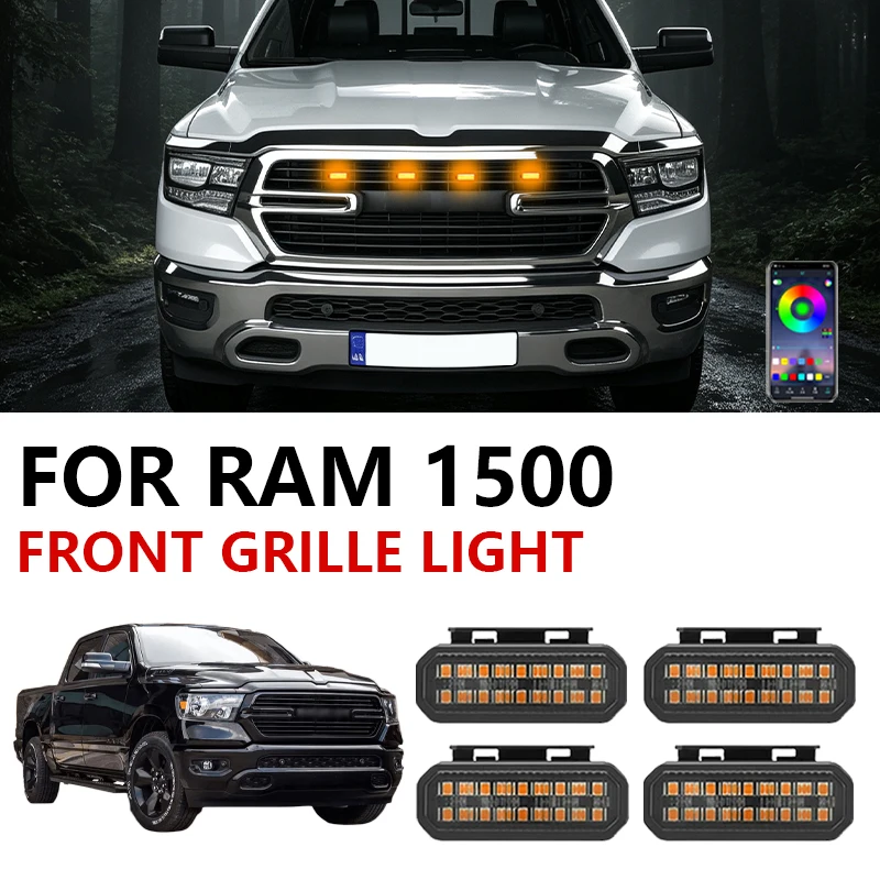 FOR RAM 1500 Specialized Center Grid Small Yellow Light Front Grille Lights Daytime Running Warning Light