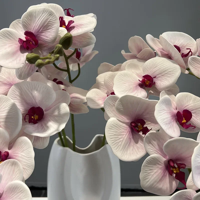 

3D Printing Simulation Flowers Silicone Cotton White Butterfly Orchid Artificial Green Plant Fake Flower Restaurant Decoration