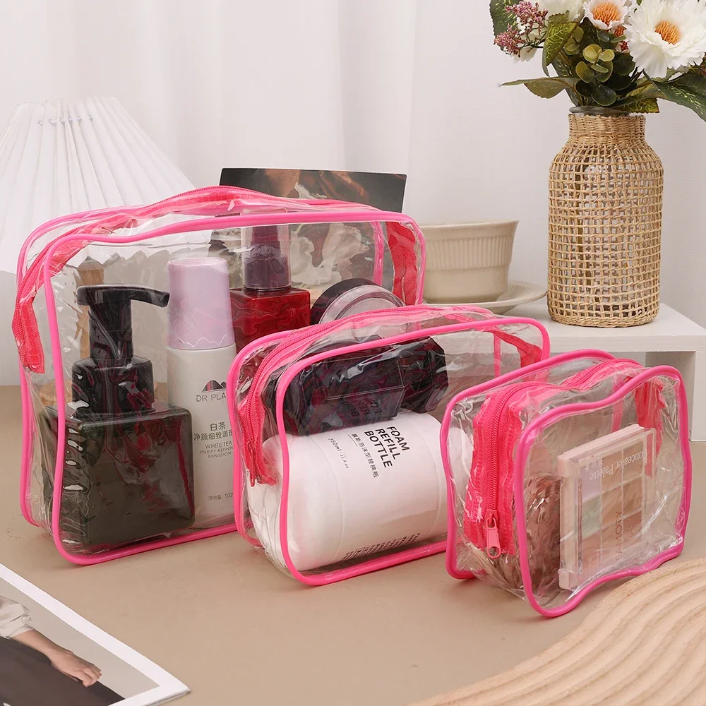 Simple PVC Clear Makeup Bag Transparent Waterproof Cosmetic Storage Case Travel Make Up Organizer Pouch Bath Toiletry Wash Bag