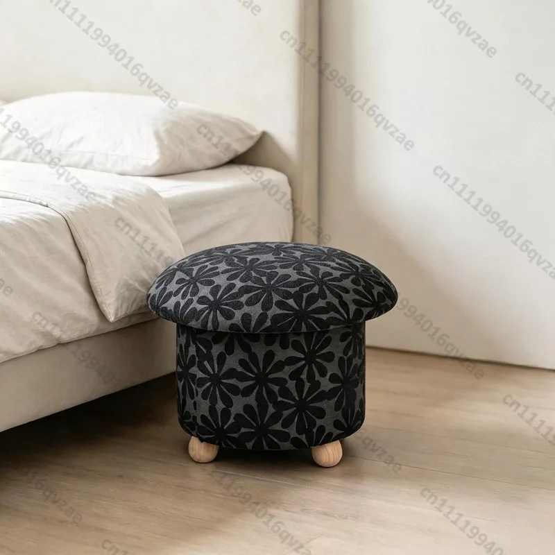 Custom Modern Fabric Cushion Stool Apartment Bedroom Foot Stool Mushroom Shaped Round Home Furniture