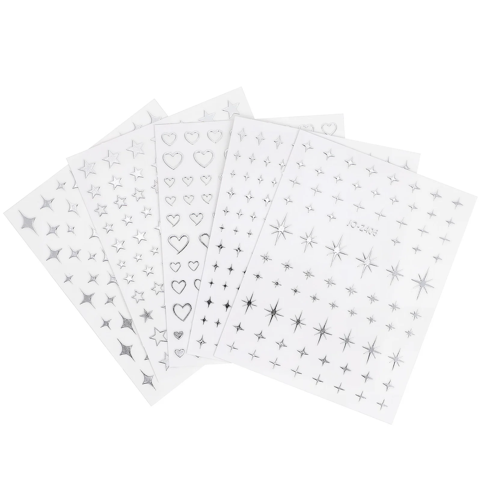 

5 Sheets Nail Art Sticker Self-Adhesive Tiny Star Heart Nail Decals Decoration Manicure Design Glitter Sparkle Accessory