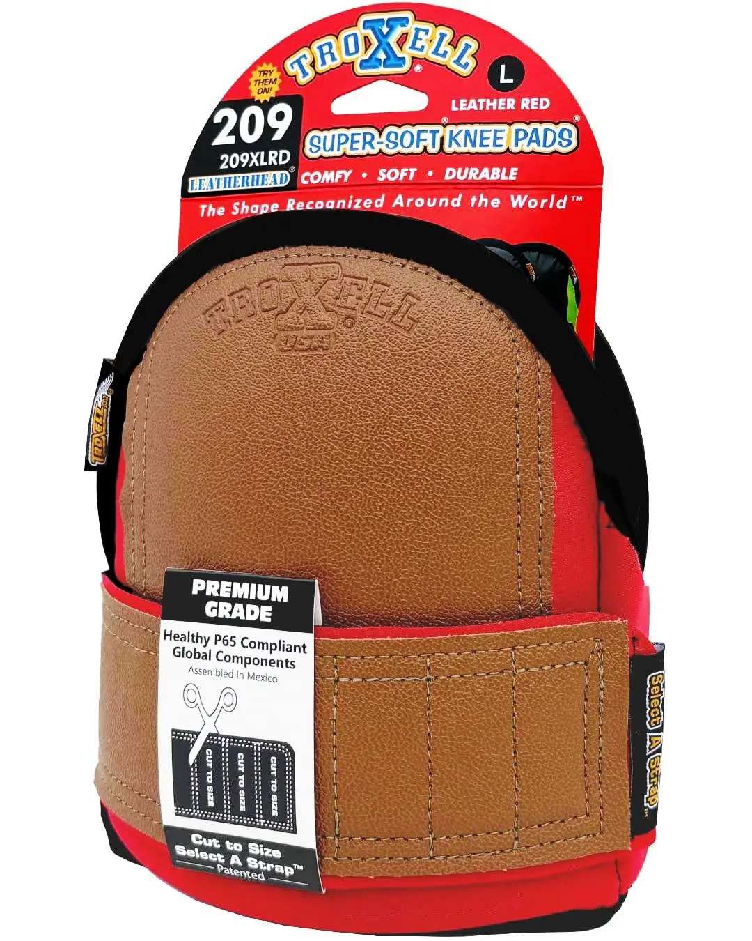 

Super-Soft Large Red Knee Pads - Comfortable, Adjustable, Washable for Sports and Work