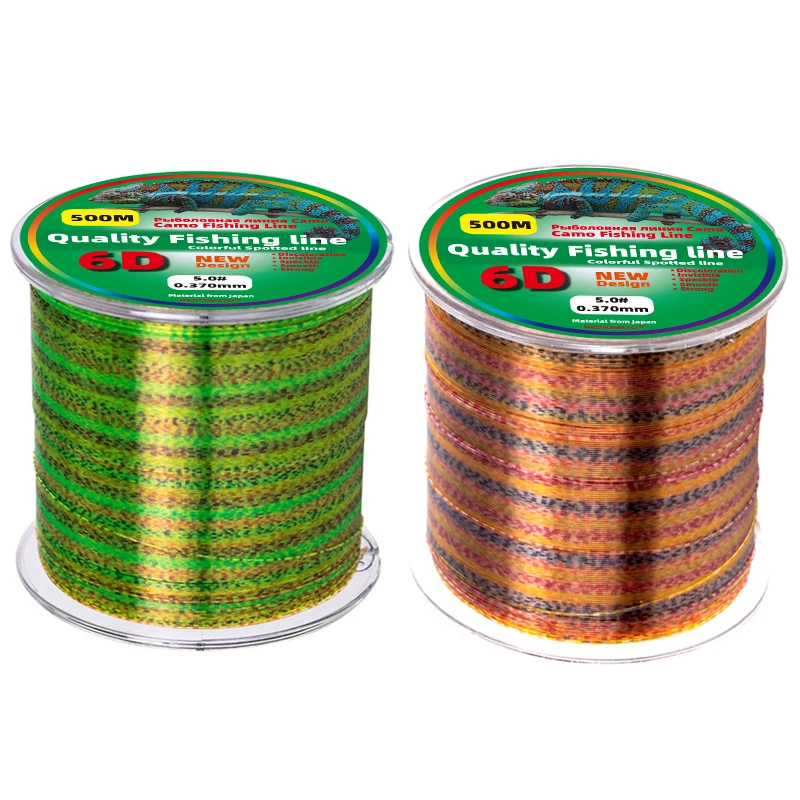 New 500m Colorful Speckle Fishing Line 6D Rainbow Invisible Spotted Line Monofilament Nylon Carp Fishing Accessories Pesca