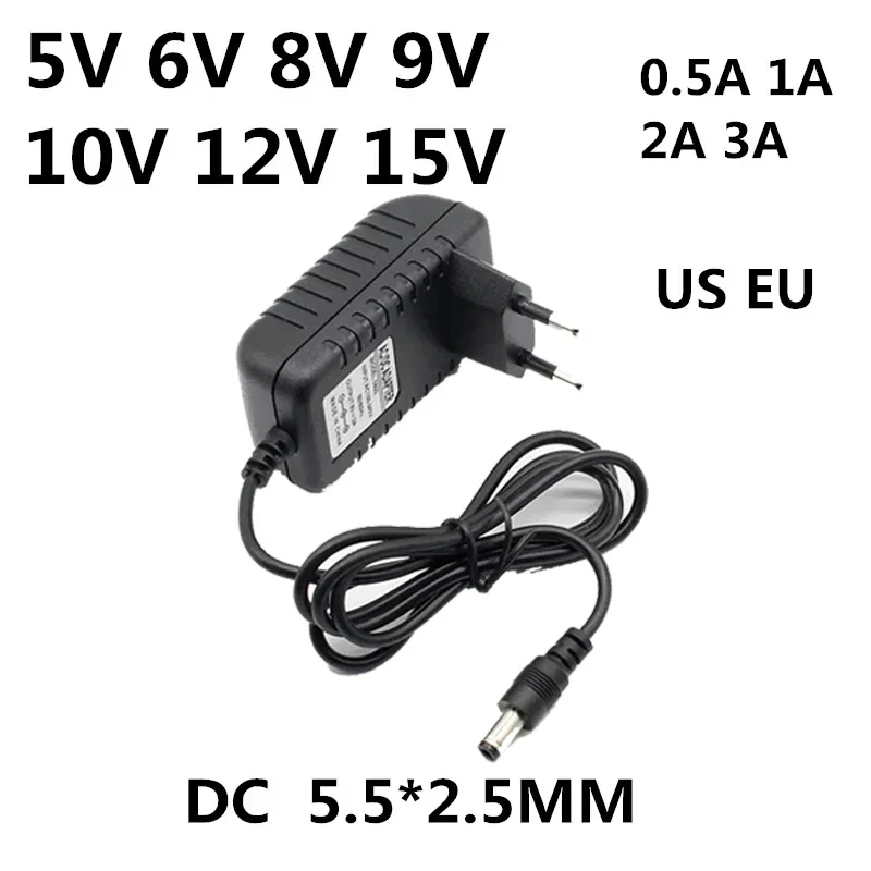 AC 110–240 V DC 5 V, 6 V, 8 V, 9 V, 10 V, 12 V, 15 V, 0,5 A, 1 A, 2 A, 3 A, Universal-Netzteil, Ladegerät, EU, US für LED-Lichtleisten