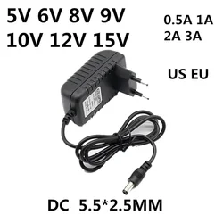 Carregador de alimentação universal, UE EUA para tiras de luz LED, AC 110-240V, DC 5V 6V 8V 9V 10V 12V 15V 0.5A 1A 2A 3A