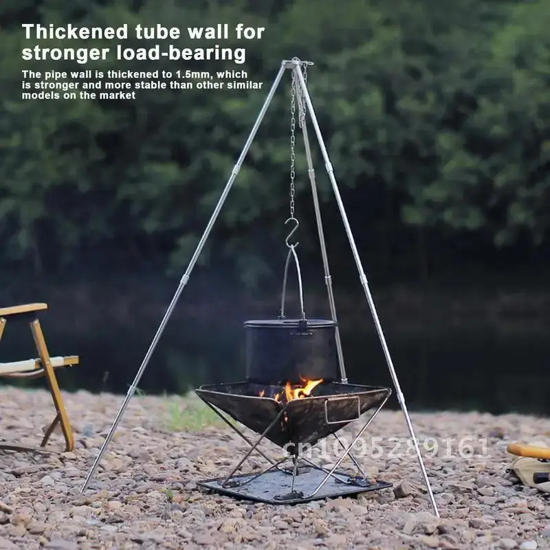 

Outdoor Large Bonfire Tripod Portable Camping Campfire Cooking Pot Hanging Stand Rack Picnic Cooking Grill Tool