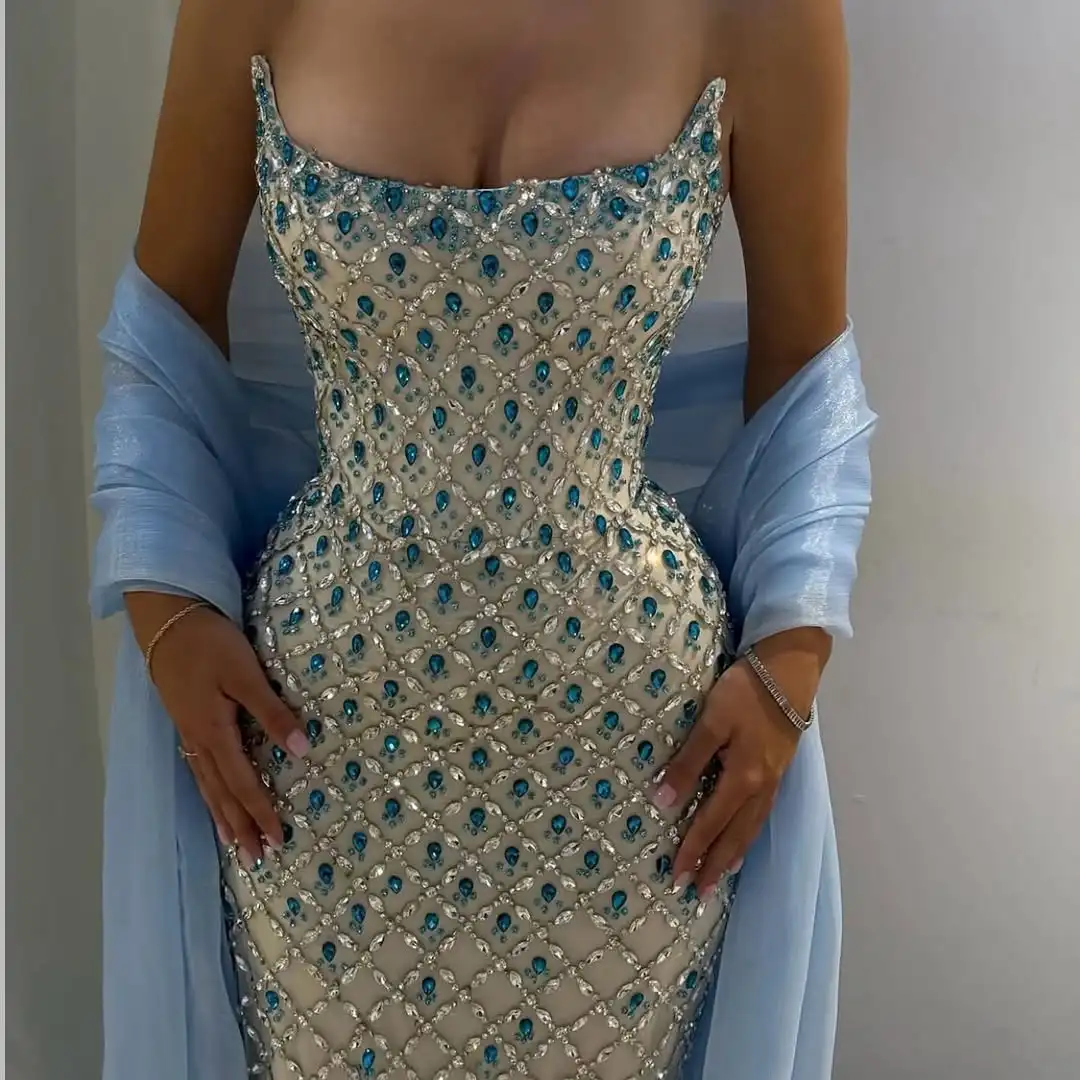 

Новое поступление, роскошное вечернее платье с блестящим жемчугом и бисером, с шалью, сексуальное милое тонкое очаровательное платье для выпускного вечера, вечернее платье