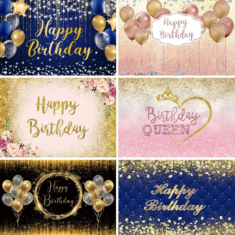 

Silver Dots Happy Birthday Party Backdrop For Photography Name Customized Banner Poster Baby Children Portrait Photo Background