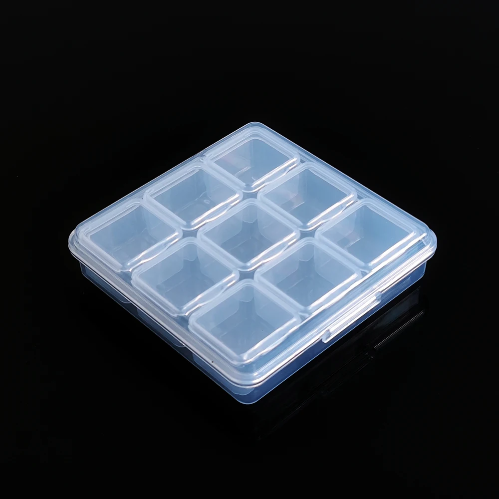 Product display Container 9 in 1 grid Plastic Box Practical Adjustable Compartment bead storage case Screw Holder Case Organizer