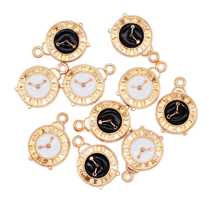 10/20/50pcs New Arrival Oil Drop Charms Cute Clock Enamel Charms Alloy Pendant Fit Necklaces Bracelets DIY Jewelry Accessories