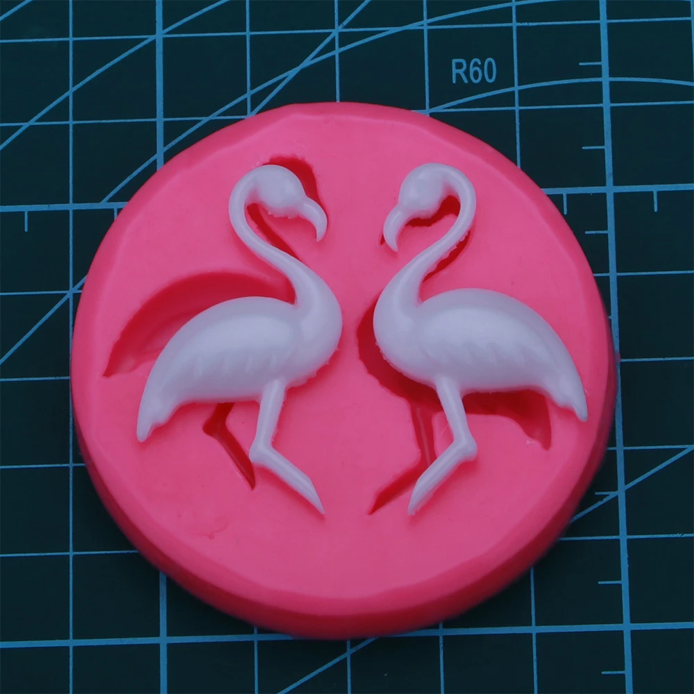 Flamingo แม่พิมพ์ซิลิโคนสำหรับเค้กตกแต่งเครื่องมือช็อกโกแลตเรซินแม่พิมพ์ Fondant แม่พิมพ์หัตถกรรมน้ำตาล DIY เค้ก F1421