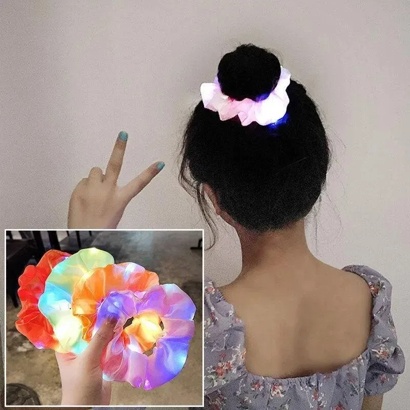 

Led Luminous Headband Ins Bundy Christmas Elastic Glitter Hair Accessories Net Red Fluorescent Glow-in-the-dark Accessories