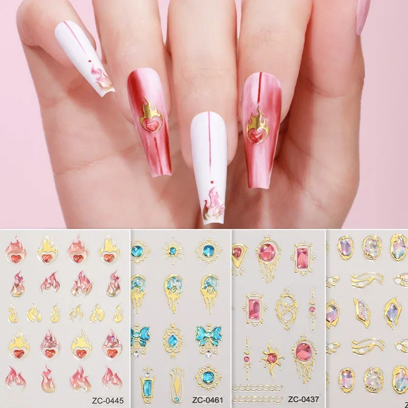 Pegatinas en relieve 5D para uñas, adhesivo de gelatina de cristal suave, accesorios de manicura DIY, diseños de animales lindos en forma de corazón, calcomanías para uñas