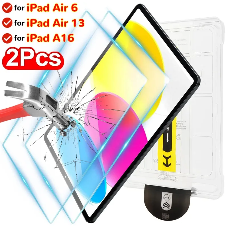 

1-2Pack Easy Installation Screen Protector for iPad Air 6 11 Inch 2025 9H Tempered Glass Coverage Bubble Free Self Aligning
