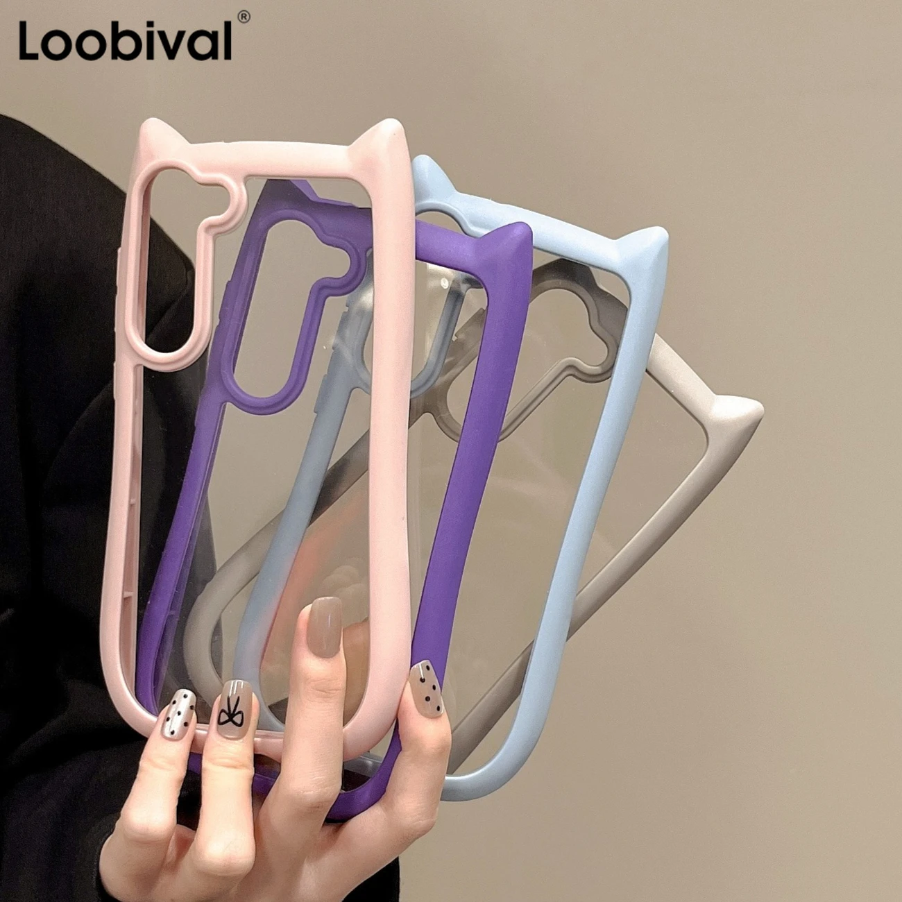 S25plus ins Cute 3D Cat Ear Border Bumper Transparent Case For Samsung Galaxy S25Ultra S25 Cartoon S