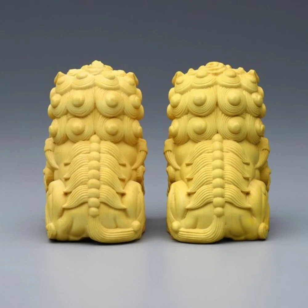 

Китай Самшит Резное Животное Фэншуй Зверь Foo Fu Собака Лев Статуя Пара Домашний Стол Статуя Декор Коллекция Ремесла Друг Подарки ﻿