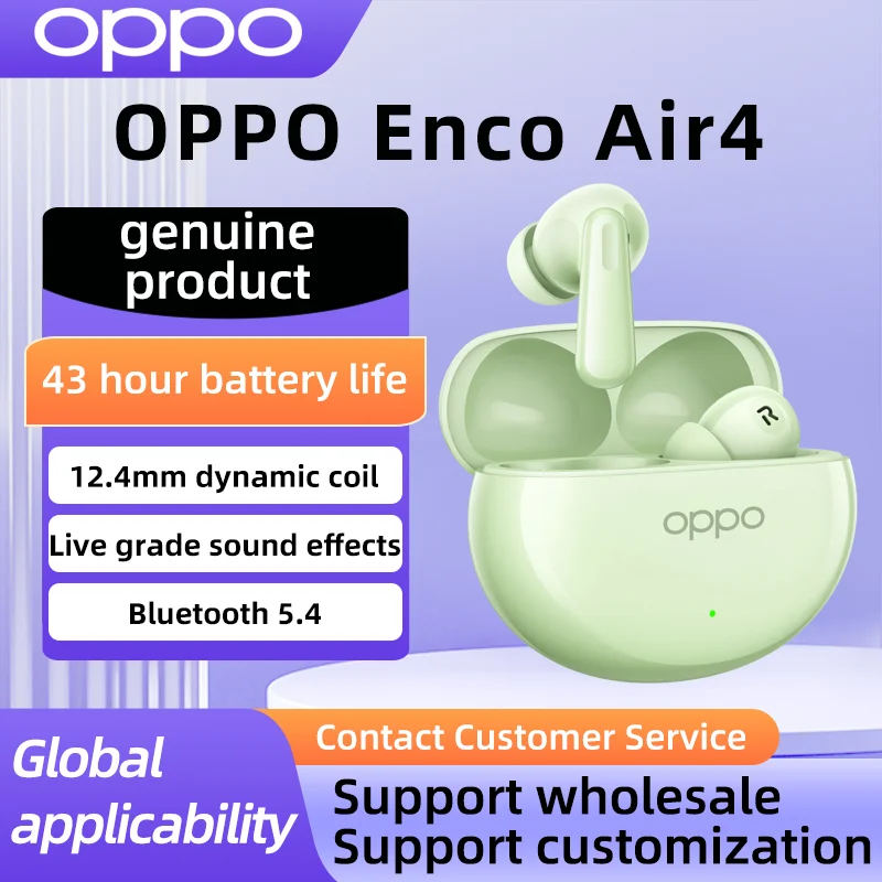 New Original OPPO Enco Air 4 Earphone Bluetooth 5.4 Active Noise Cancelling 43H Battery Life True Wireless Headphone