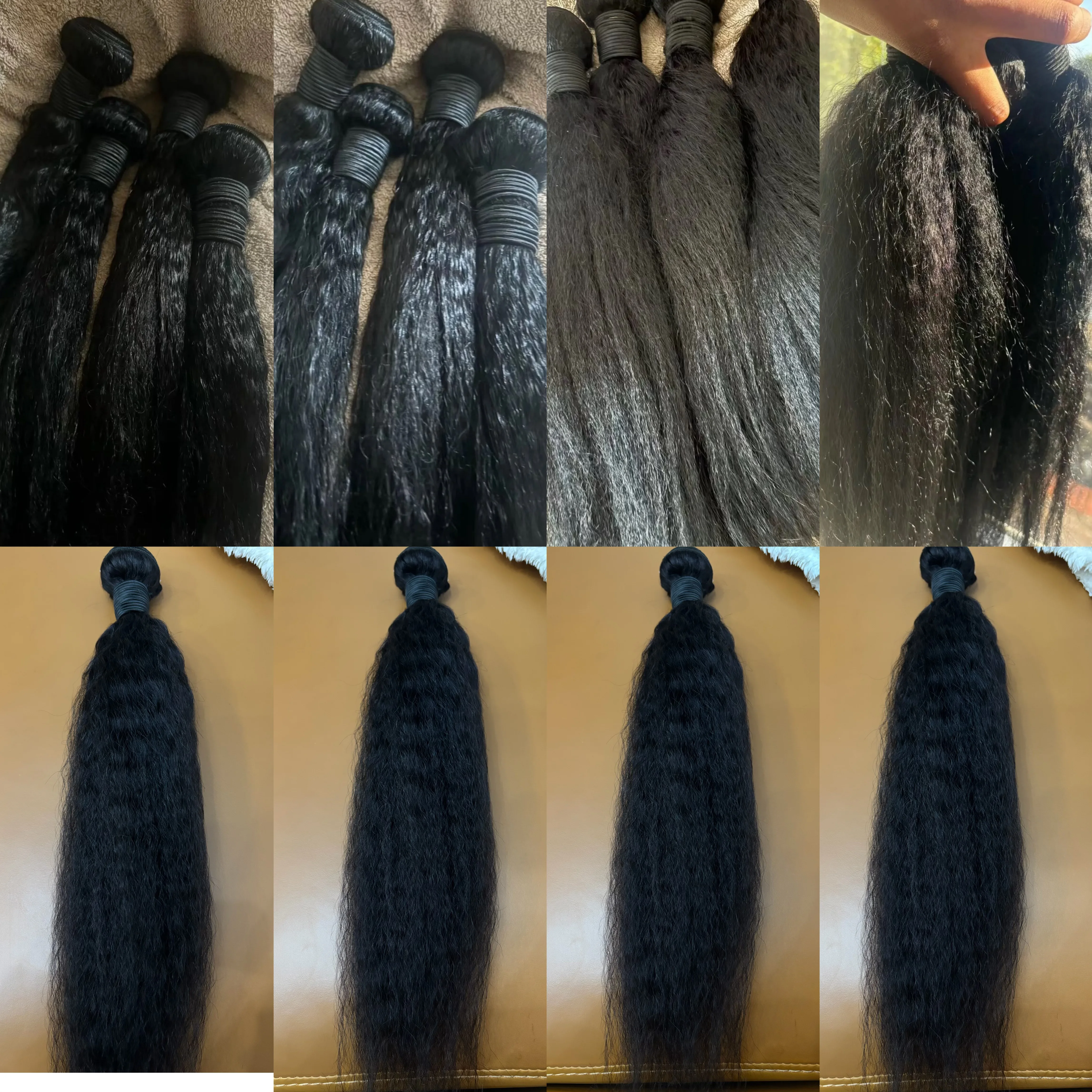 12a kinky em linha reta feixes de cabelo humano 100 cabelo humano yaki pacote reto 20 22 24 Polegada feixes de cabelo humano 3-5 dias entrega