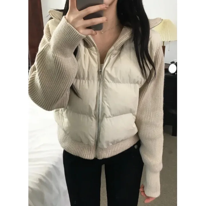 

Женское зимнее вязаное пальто с высоким воротником, утягивающая верхняя одежда Long Sve Commute Sle Cotton Jaet