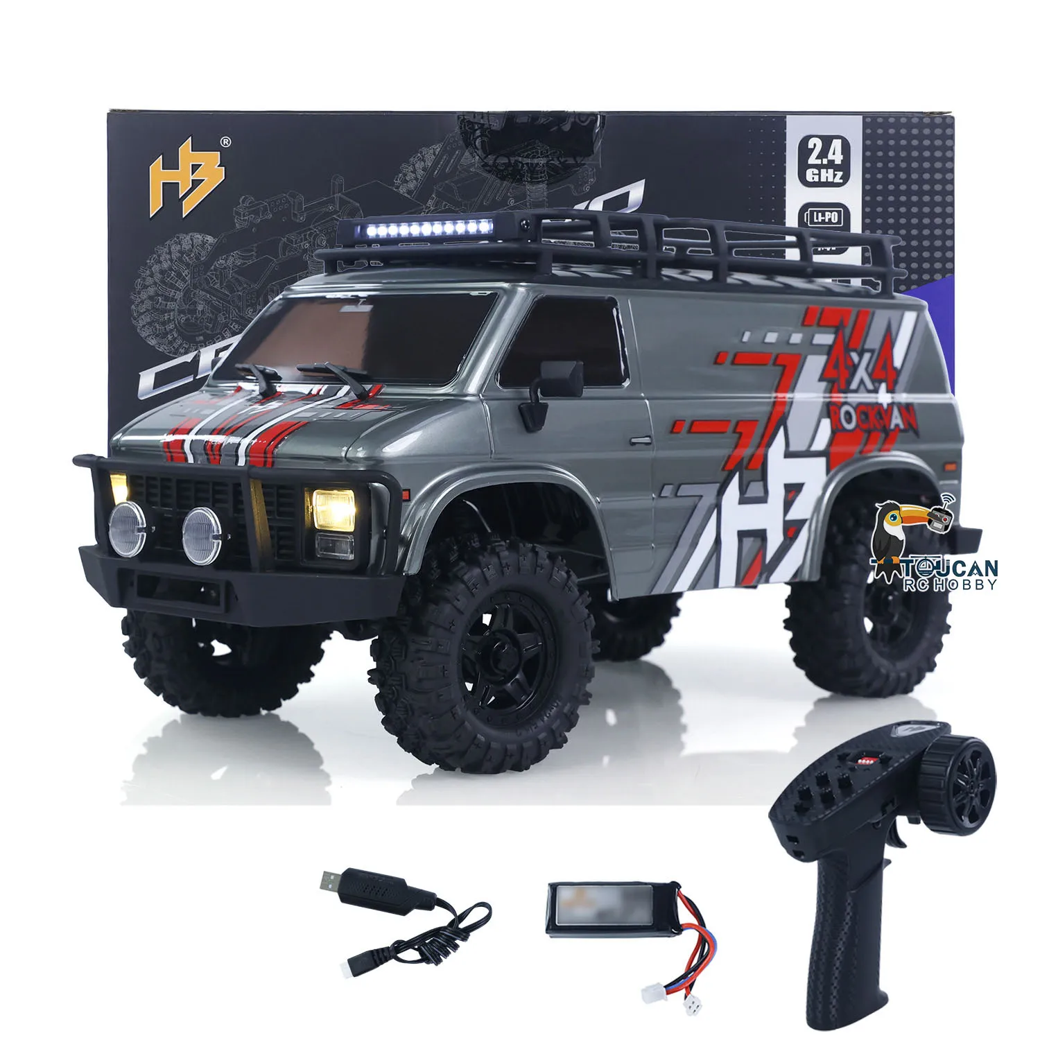

Радиоуправляемый внедорожник CR18P 1810503 Hobby Plus 1/18 4X4 RC Rock Crawler с системой освещения RockVan и амортизаторами в подарок