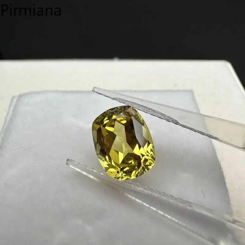 Pirmiana Cushion Cut  Lab Sapphire Yellow Color Created Saphir Loose Gemstone