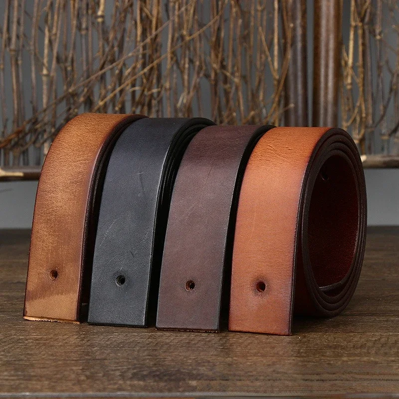 Cowhide Belt for Men Retro Frosted Jeans Accessories Leather Girdle High Quality Needle Buckle Waistband Width 3.8cm No Buckle